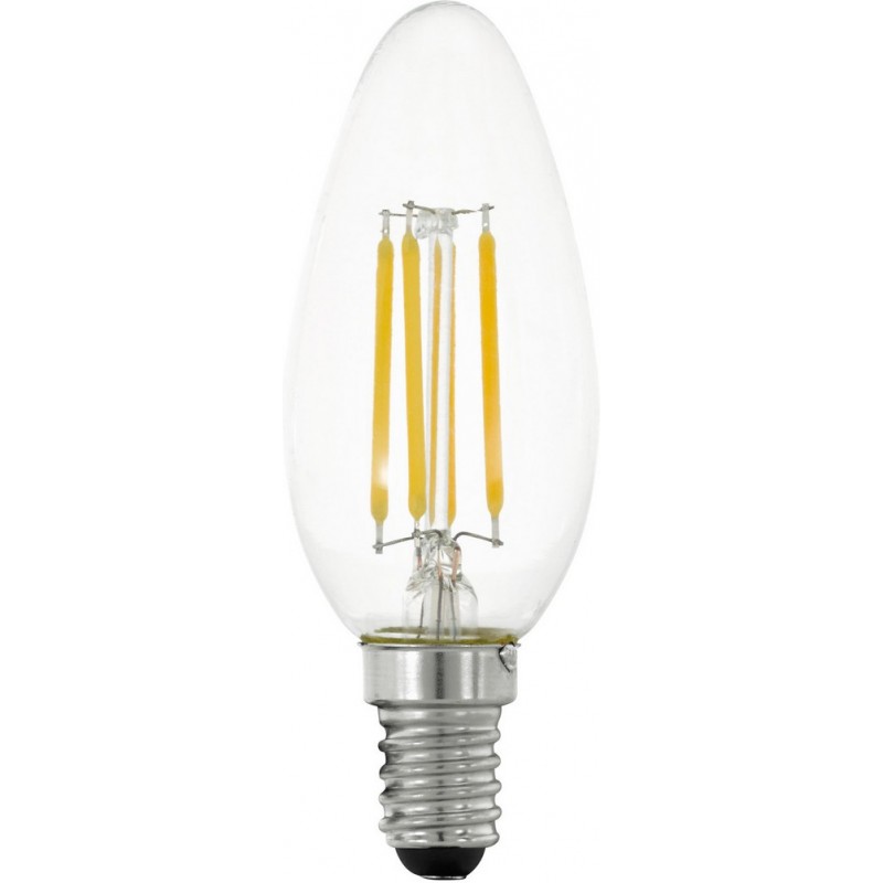 6,95 € Free Shipping | LED light bulb Eglo LM LED E14 4W E14 LED C35 2700K Very warm light. Oval Shape Ø 3 cm. Glass