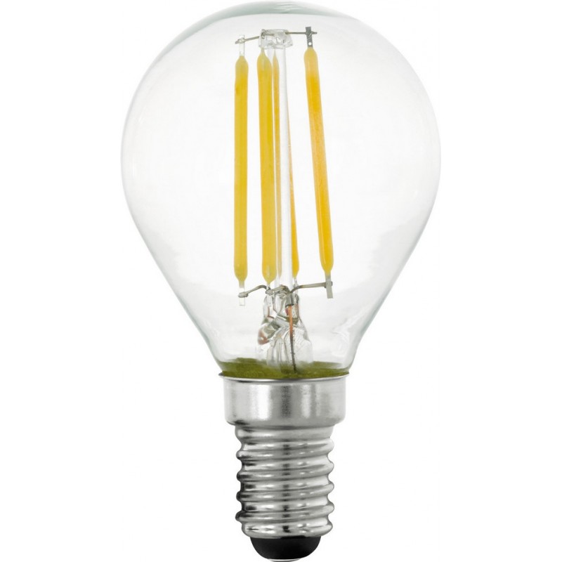 6,95 € Free Shipping | LED light bulb Eglo LM LED E14 4W E14 LED P45 2700K Very warm light. Spherical Shape Ø 4 cm. Glass