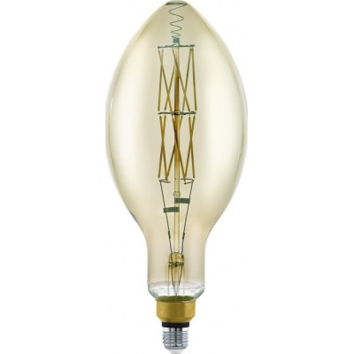 49,95 € Free Shipping | LED light bulb Eglo LM LED E27 8W E27 LED E140 3000K Warm light. Oval Shape Ø 14 cm. Glass. Black and transparent black Color