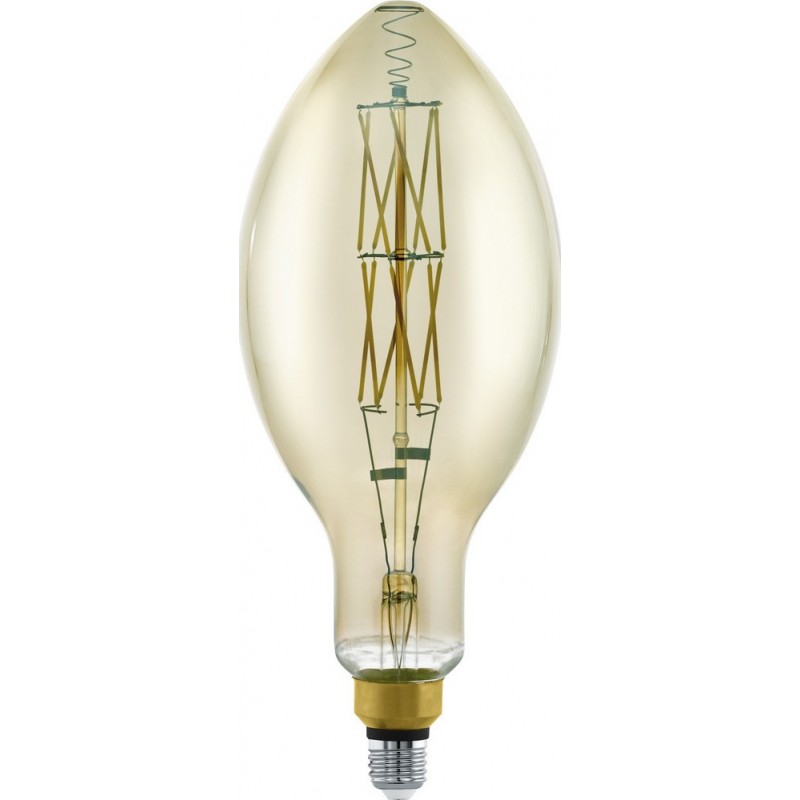53,95 € Free Shipping | LED light bulb Eglo LM LED E27 8W E27 LED E140 3000K Warm light. Oval Shape Ø 14 cm. Glass. Black and transparent black Color
