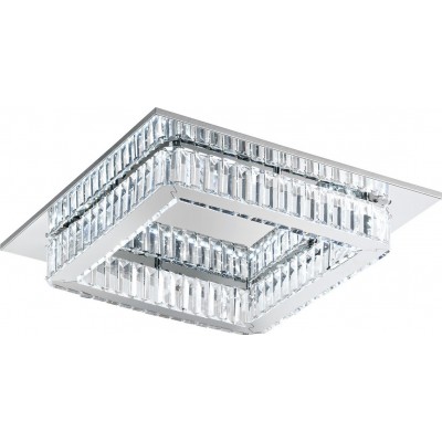 Deckenlampe Eglo Corliano 24W 4000K Neutrales Licht. 50×50 cm. Stahl, rostfreier stahl und kristall. Überzogenes chrom und silber Farbe