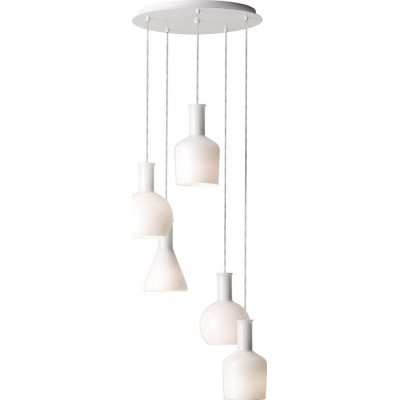 Hanging lamp Eglo Pascoa 300W Cylindrical Shape Ø 50 cm. Living room and dining room. Modern and design Style. Steel, glass and opal glass. White and bright white Color