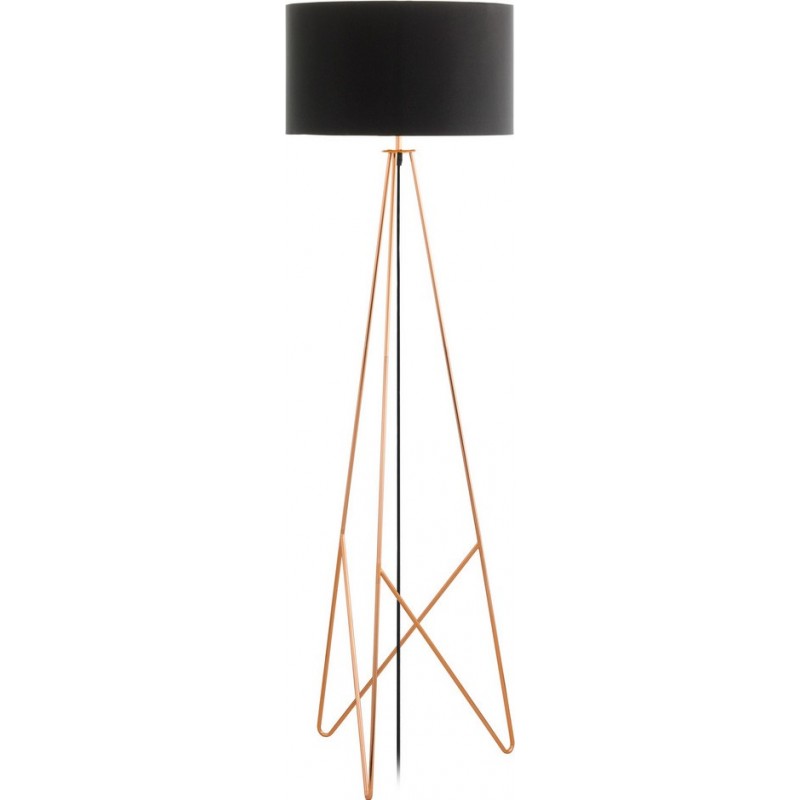 166,95 € Free Shipping | Floor lamp Eglo Stars of Light Camporale 60W Cylindrical Shape Ø 45 cm. Living room, dining room and bedroom. Modern, sophisticated and design Style. Steel and textile. Copper, golden and black Color