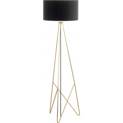 156,95 € Free Shipping | Floor lamp Eglo Stars of Light Camporale 60W Cylindrical Shape Ø 45 cm. Living room, dining room and bedroom. Modern, sophisticated and design Style. Steel and textile. Golden, brass and black Color