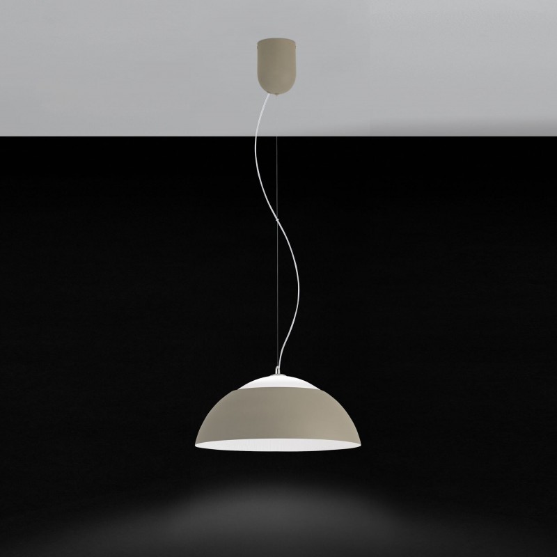 Hanging lamp Eglo Marghera 28W 3000K Warm light. Conical Shape Ø 44 cm. Living room, kitchen and dining room. Modern and design Style. Steel, aluminum and plastic. White and gray Color