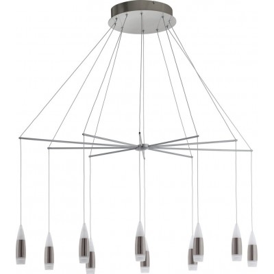 Chandelier Eglo Santiga 64W 3000K Warm light. Pyramidal Shape 135×110 cm. Living room and dining room. Modern and design Style. Steel, Aluminum and Plastic. White, nickel and matt nickel Color