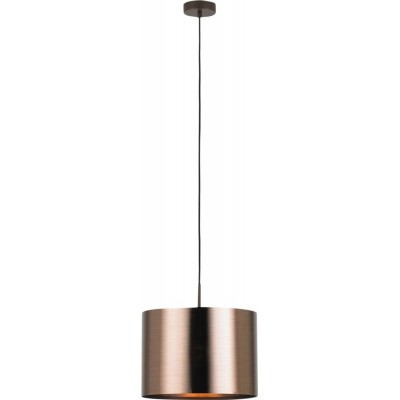 Hanging lamp Eglo Saganto 1 60W Cylindrical Shape Ø 28 cm. Living room, kitchen and dining room. Modern and design Style. Steel and plastic. Copper, golden and brown Color