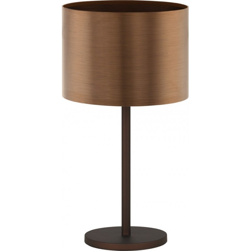 94,95 € Free Shipping | Table lamp Eglo Stars of Light Saganto 1 60W Cylindrical Shape Ø 35 cm. Bedroom, office and work zone. Modern and design Style. Steel and plastic. Copper, golden and brown Color