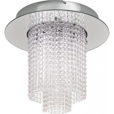 Ceiling lamp Eglo Stars of Light Vilalones 43W 3000K Warm light. Cylindrical Shape Ø 50 cm. Living room and dining room. Classic Style. Steel and Crystal. Plated chrome and silver Color