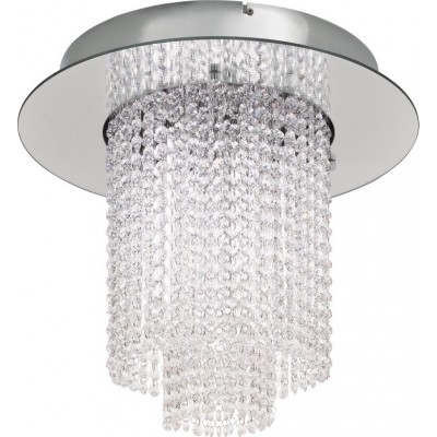 Lâmpada de teto Eglo Stars of Light Vilalones 43W 3000K Luz quente. Forma Cilíndrica Ø 50 cm. Sala de estar e sala de jantar. Estilo clássico. Aço e Cristal. Cor cromado e prata