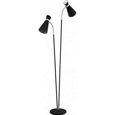 Lámpara de pie Eglo Sardinara 80W Forma Cónica 164×70 cm. Salón, comedor y dormitorio. Estilo moderno, sofisticado y diseño. Acero. Color cromado, negro y plata