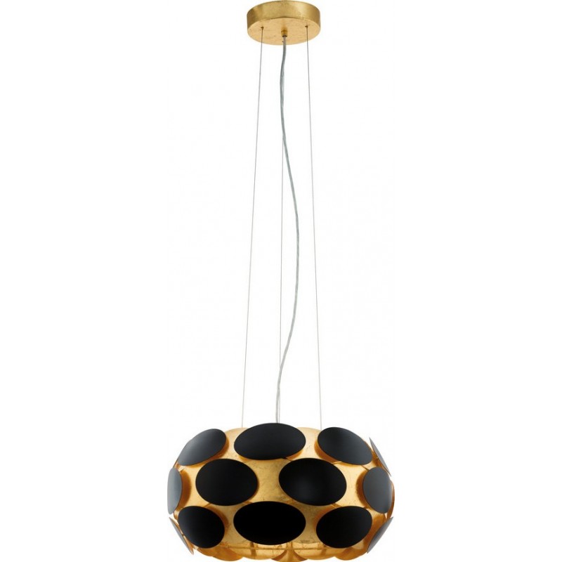 Hanging lamp Eglo Montorio 1 180W Spherical Shape Ø 46 cm. Living room and dining room. Retro and vintage Style. Steel. Golden and black Color