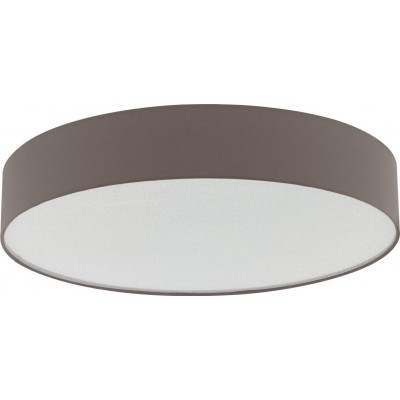 Indoor ceiling light Eglo Escorial 40W 3000K Warm light. Round Shape Ø 57 cm. Living room and bedroom. Design Style. Steel, crystal and textile. White, brown and light brown Color