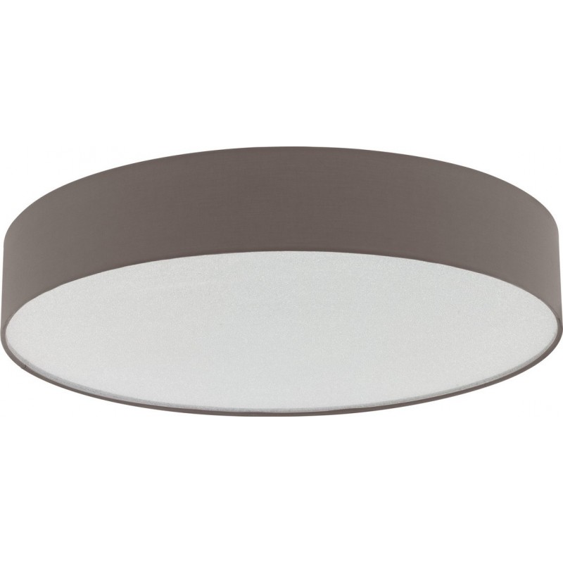 Indoor ceiling light Eglo Escorial 40W 3000K Warm light. Round Shape Ø 57 cm. Living room and bedroom. Design Style. Steel, crystal and textile. White, brown and light brown Color