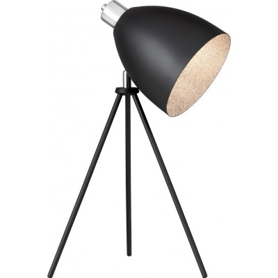 67,95 € Free Shipping | Table lamp Eglo Mareperla 60W Conical Shape Ø 29 cm. Bedroom, office and work zone. Modern and design Style. Steel. Black Color