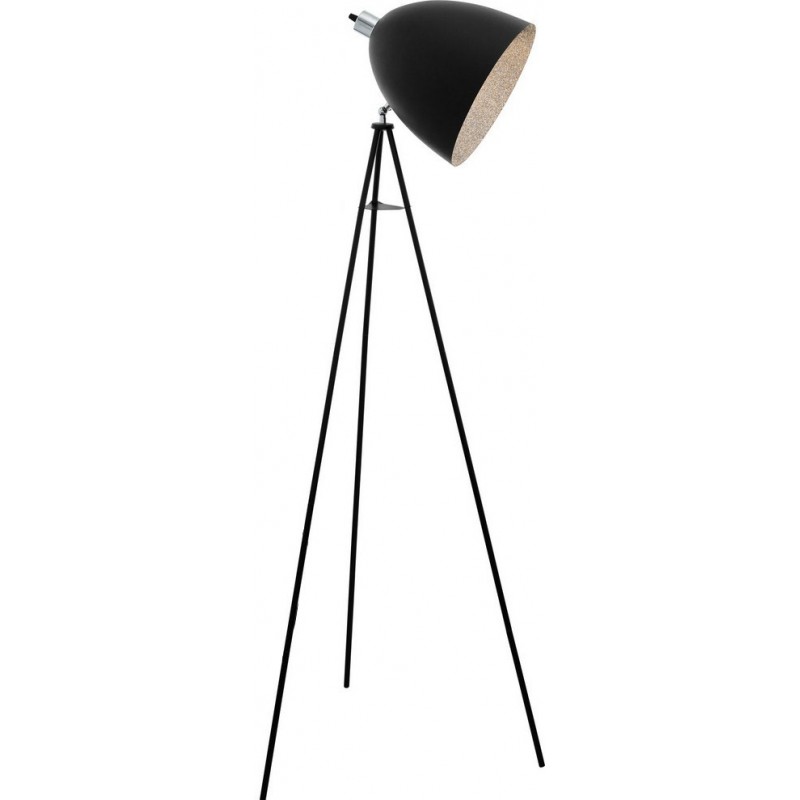 129,95 € Free Shipping | Floor lamp Eglo Mareperla 60W Conical Shape Ø 60 cm. Living room, dining room and bedroom. Modern, sophisticated and design Style. Steel. Black Color