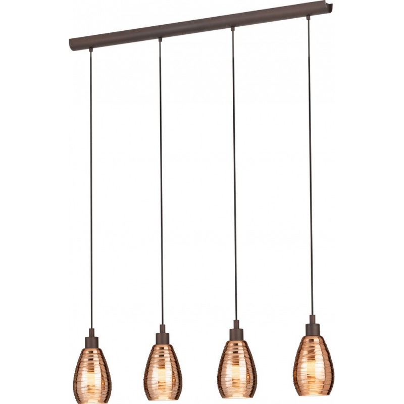 199,95 € Free Shipping | Hanging lamp Eglo Stars of Light Siracusa 240W Extended Shape 113×110 cm. Living room and dining room. Design and cool Style. Steel. Copper, golden and brown Color