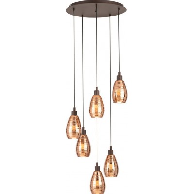 322,95 € Free Shipping | Hanging lamp Eglo Stars of Light Siracusa 360W Oval Shape Ø 50 cm. Living room and dining room. Design and cool Style. Steel. Copper, golden and brown Color