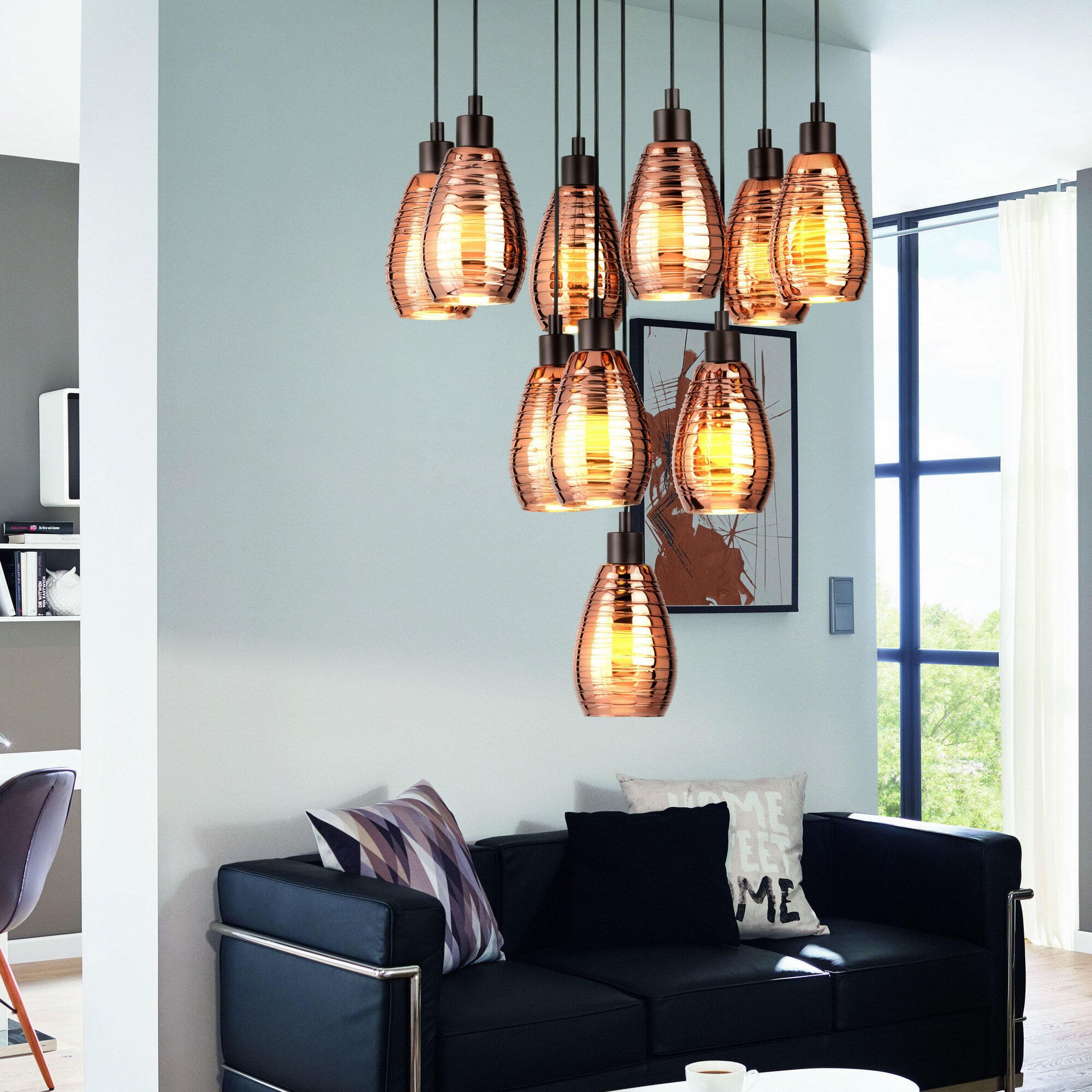 627,95 € Envoi gratuit | Lampe à suspension Eglo Stars of Light Siracusa 600W Ø 61 cm. Acier. Couleur cuivre, dorée et marron