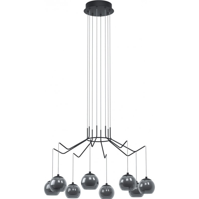 329,95 € Free Shipping | Chandelier Eglo Stars of Light Rovigana 26.5W 3000K Warm light. Angular Shape Ø 67 cm. Living room and dining room. Design and cool Style. Steel, Glass and Opal glass. White and black Color