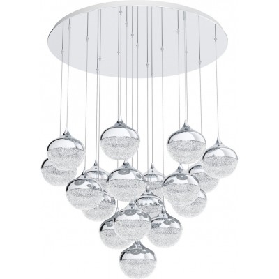 1 202,95 € Free Shipping | Hanging lamp Eglo Stars of Light Mioglia 56W 3000K Warm light. Pyramidal Shape Ø 81 cm. Living room and dining room. Sophisticated and design Style. Steel and plastic. White, plated chrome and silver Color