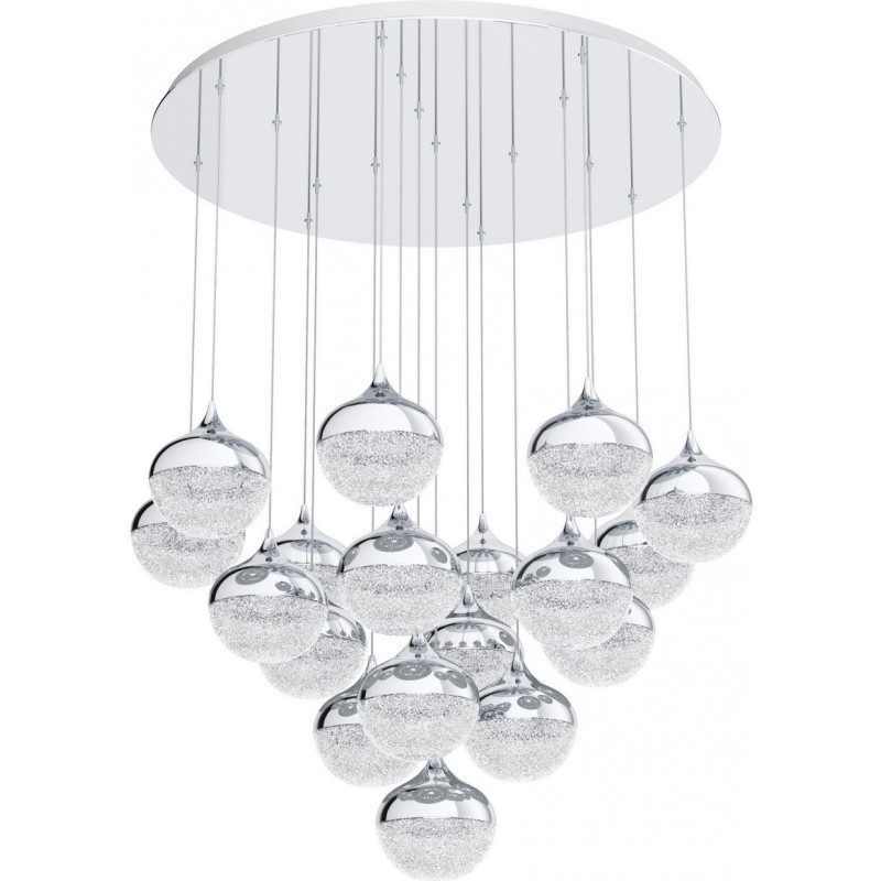 1 121,95 € Free Shipping | Hanging lamp Eglo Stars of Light Mioglia 56W 3000K Warm light. Pyramidal Shape Ø 81 cm. Living room and dining room. Sophisticated and design Style. Steel and plastic. White, plated chrome and silver Color