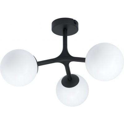 Ceiling lamp Eglo Maragall 9W Angular Shape Ø 45 cm. Living room and bedroom. Modern Style. Steel, Glass and Opal glass. White and black Color