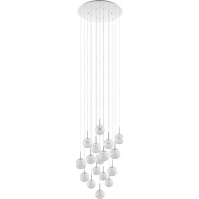 1 475,95 € Free Shipping | Hanging lamp Eglo Stars of Light Montefio 2 85W 3000K Warm light. Ø 78 cm. Steel, crystal and glass. White, plated chrome and silver Color