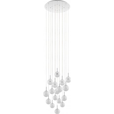 1 347,95 € Free Shipping | Hanging lamp Eglo Stars of Light Montefio 2 85W 3000K Warm light. Angular Shape Ø 78 cm. Living room and dining room. Modern and design Style. Steel, crystal and glass. White, plated chrome and silver Color