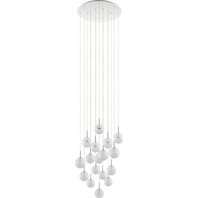 1 475,95 € Envoi gratuit | Lampe à suspension Eglo Stars of Light Montefio 2 85W 3000K Lumière chaude. Ø 78 cm. Acier, cristal et verre. Couleur blanc, chromé et argent