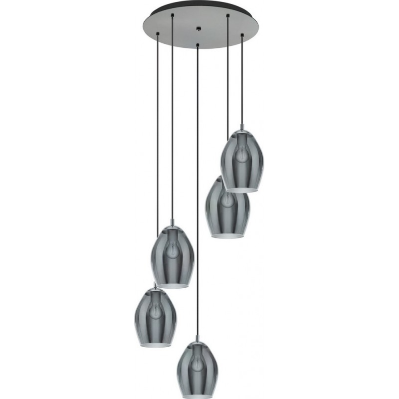 377,95 € Free Shipping | Hanging lamp Eglo Stars of Light Estanys 300W Oval Shape Ø 58 cm. Living room and dining room. Modern and design Style. Steel. Black, transparent black and nickel Color