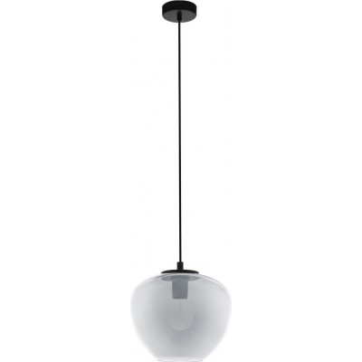 Lâmpada pendurada Eglo Stars of Light Priorat 40W Forma Esférica Ø 29 cm. Sala de estar e sala de jantar. Estilo moderno, sofisticado e projeto. Aço. Cor preto e preto transparente