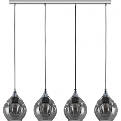Lampada a sospensione Eglo Bregalla 160W Forma Estesa 110×109 cm. Soggiorno e sala da pranzo. Stile sofisticato e design. Acciaio. Colore cromato, nero, nero trasparente e argento