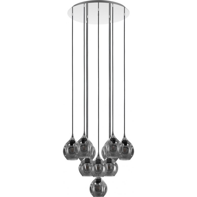 598,95 € 免费送货 | 吊灯 Eglo Bregalla 400W 锥 形状 Ø 64 cm. 客厅 和 饭厅. 复杂的 和 设计 风格. 钢. 镀铬, 黑色的, 透明黑色 和 银 颜色