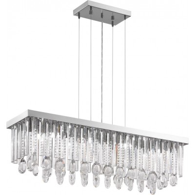 788,95 € Free Shipping | Hanging lamp Eglo Calaonda 363W Extended Shape 110×96 cm. Living room, kitchen and dining room. Classic Style. Steel, stainless steel and crystal. Plated chrome and silver Color
