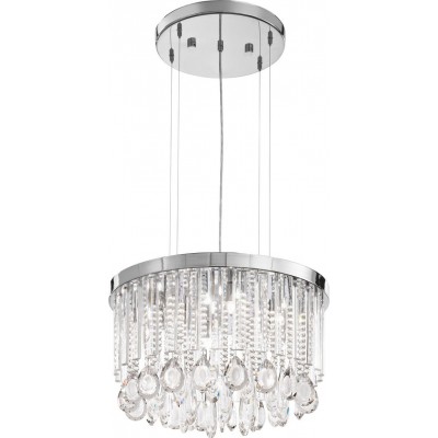 587,95 € Free Shipping | Hanging lamp Eglo Calaonda 231W Cylindrical Shape Ø 50 cm. Living room, kitchen and dining room. Classic Style. Steel, stainless steel and crystal. Plated chrome and silver Color