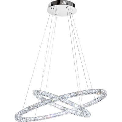 1 406,95 € Free Shipping | Hanging lamp Eglo Toneria 64W 4000K Neutral light. Angular Shape 150×90 cm. Living room and dining room. Modern and design Style. Steel, stainless steel and crystal. Plated chrome and silver Color