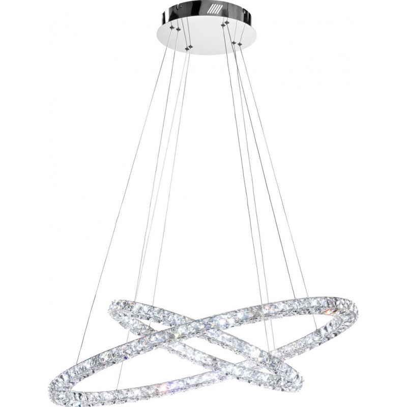 1 489,95 € Free Shipping | Hanging lamp Eglo Toneria 64W 4000K Neutral light. Angular Shape 150×90 cm. Living room and dining room. Modern and design Style. Steel, stainless steel and crystal. Plated chrome and silver Color