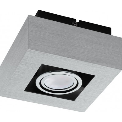 Faretto da interno Eglo Loke 1 5W 14×14 cm. Acciaio e Alluminio. Colore alluminio, cromato, nero e argento