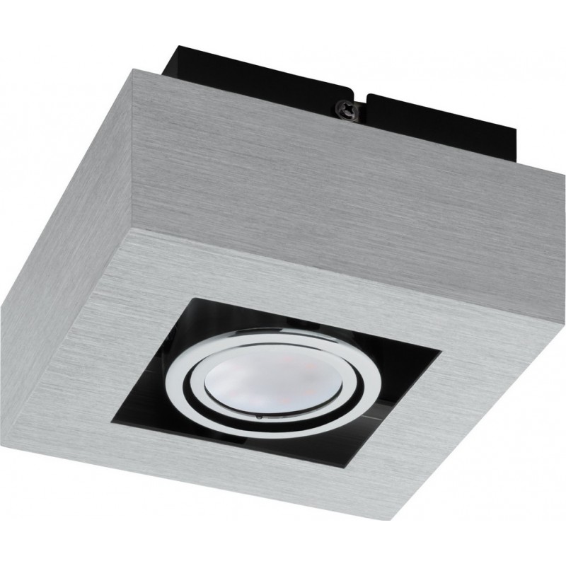 44,95 € Free Shipping | Indoor spotlight Eglo Loke 1 5W 14×14 cm. Steel and aluminum. Aluminum, plated chrome, black and silver Color