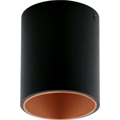 57,95 € Free Shipping | Indoor ceiling light Eglo Polasso 3.5W 3000K Warm light. Cylindrical Shape Ø 10 cm. Kitchen and bathroom. Design Style. Aluminum and plastic. Copper, golden and black Color