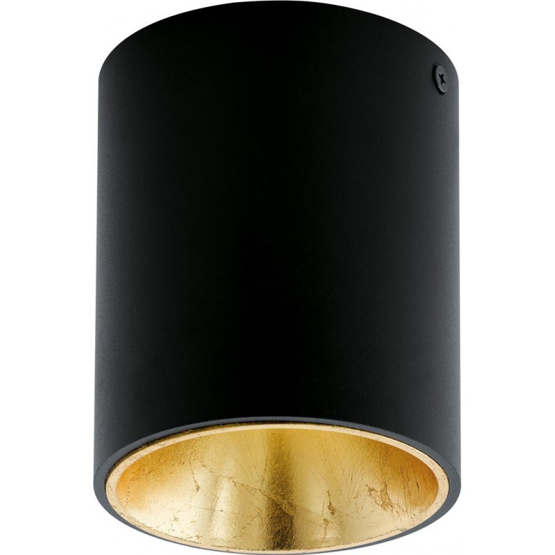 57,95 € 免费送货 | 室内射灯 Eglo Polasso 3.5W 3000K 暖光. 圆柱型 形状 Ø 10 cm. 厨房 和 浴室. 设计 风格. 铝 和 塑料. 金的 和 黑色的 颜色