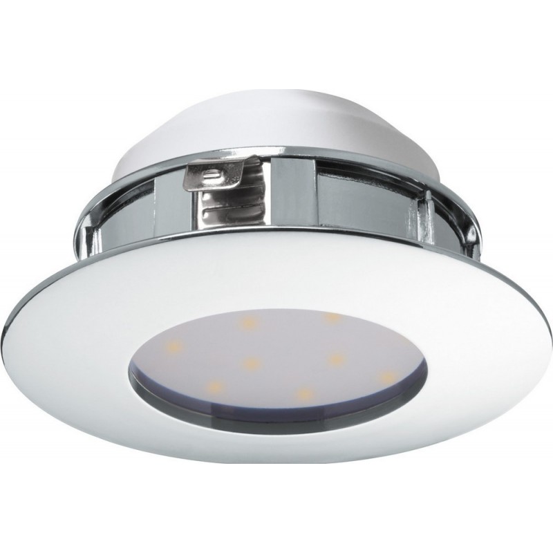 16,95 € Free Shipping | Recessed lighting Eglo Pineda 18W 3000K Warm light. Round Shape Ø 7 cm. Sophisticated Style. Plastic. Plated chrome and silver Color