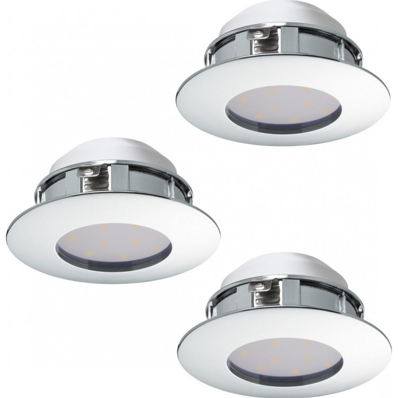 59,95 € Free Shipping | Recessed lighting Eglo Pineda 18W 3000K Warm light. Round Shape Ø 7 cm. Sophisticated Style. Plastic. Plated chrome and silver Color