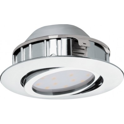 22,95 € Free Shipping | Recessed lighting Eglo Pineda 6W 3000K Warm light. Round Shape Ø 8 cm. Sophisticated Style. Plastic. Plated chrome and silver Color
