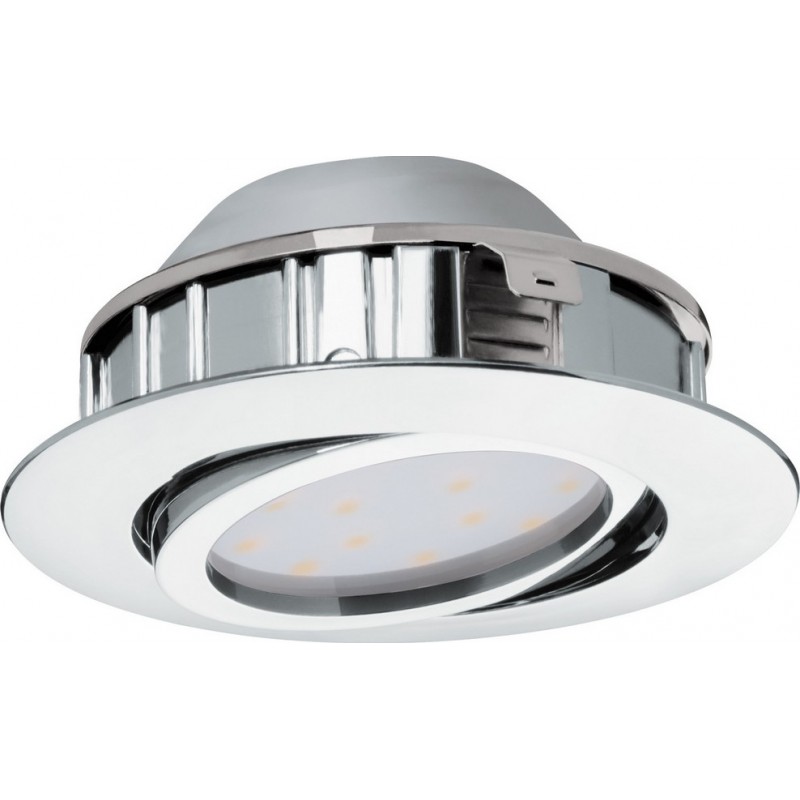 19,95 € Free Shipping | Recessed lighting Eglo Pineda 6W 3000K Warm light. Round Shape Ø 8 cm. Sophisticated Style. Plastic. Plated chrome and silver Color