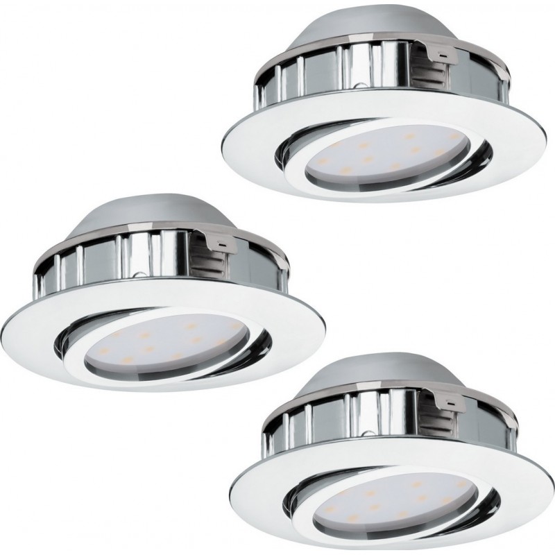 18,95 € Free Shipping | Recessed lighting Eglo Pineda 18W 3000K Warm light. Round Shape Ø 8 cm. Sophisticated Style. Plastic. Plated chrome and silver Color