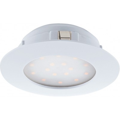 35,95 € Free Shipping | Recessed lighting Eglo Pineda 12W 3000K Warm light. Round Shape Ø 10 cm. Sophisticated Style. Plastic. White Color
