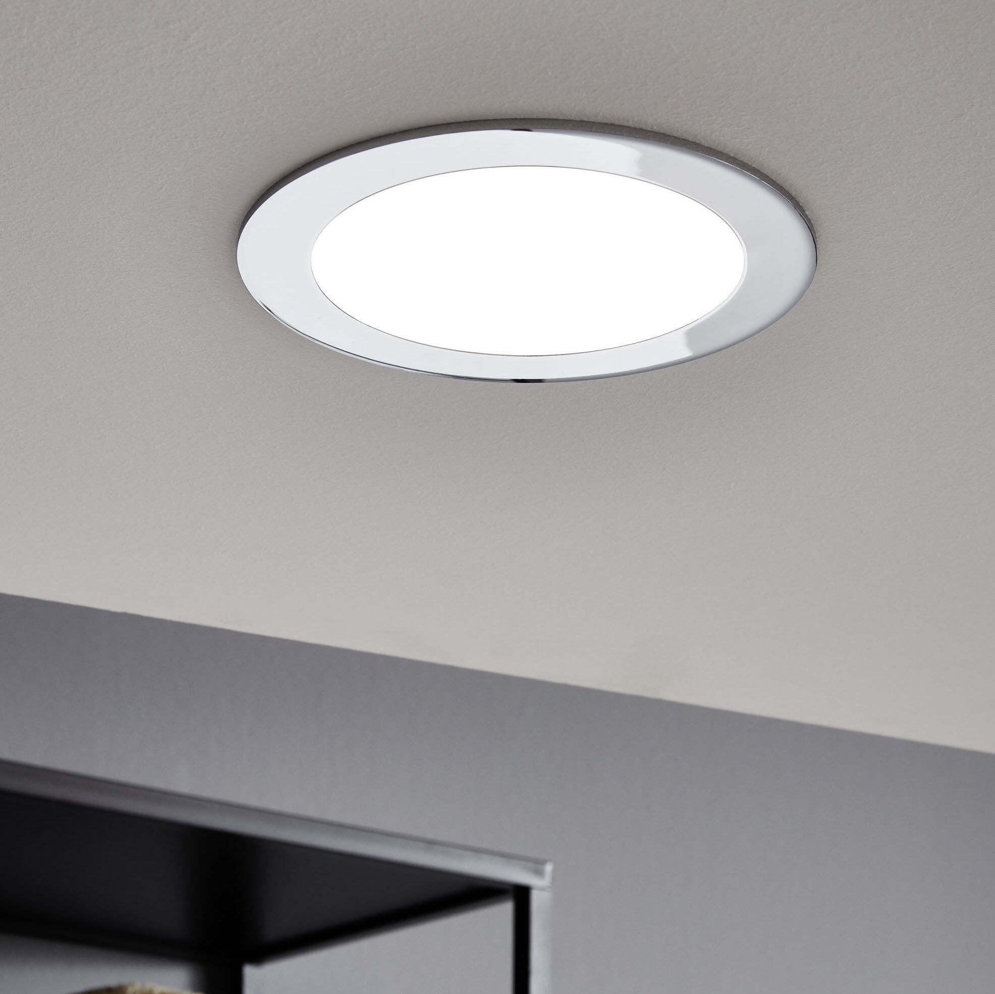 Illuminazione da incasso Eglo Fueva 1 10.9W 4000K Luce neutra. Ø 17 cm. Metallo e plastica. Colore bianca, cromato e argento