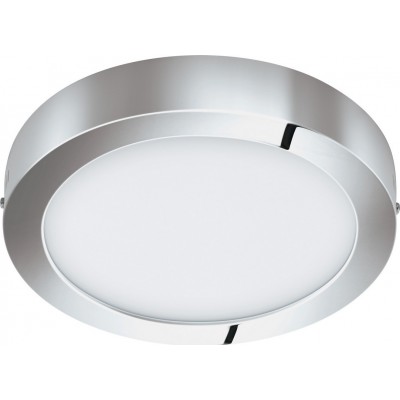 LED panel Eglo Fueva 1 22W LED 3000K Warm light. Round Shape Ø 30 cm. Modern Style. Metal casting and plastic. White, plated chrome and silver Color